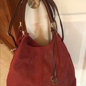 Burgundy Italian suede shoulder/handbag.